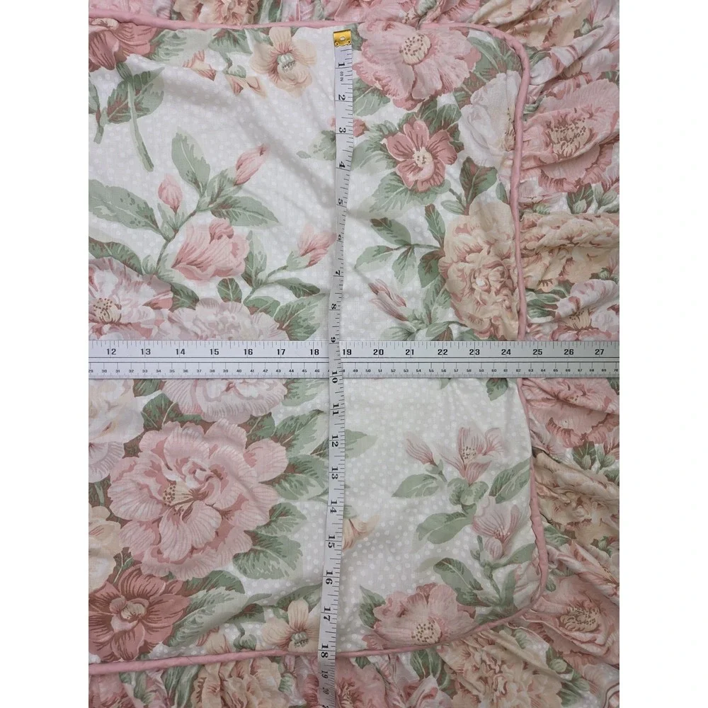 Vintage 80 90s Cottagecore‎ Grandmillennial Floral Pillow Shams Ruffle Quilted